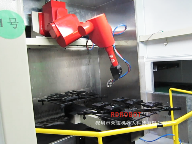 导航仪机器人喷漆生产线全线视频